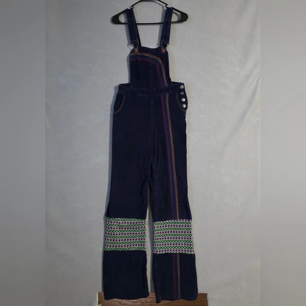 Modcloth Womens Rainbow With Me Corduroy Denim Overalls Size 8